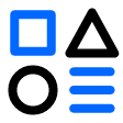 Page-Setting--Streamline-Core-Neon Icons representing different content layout options: square, triangle, circle, and list view.